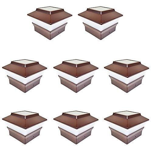 4 Pack Solar Powered Copper Outdoor Garden Deck Patio Fence Pathway Post Light iGlow Brown-SMD 4 Pack Solar Powered Copper Outdoor Garden Deck Patio Fence Pathway Post Light iGlow Brown-SMD